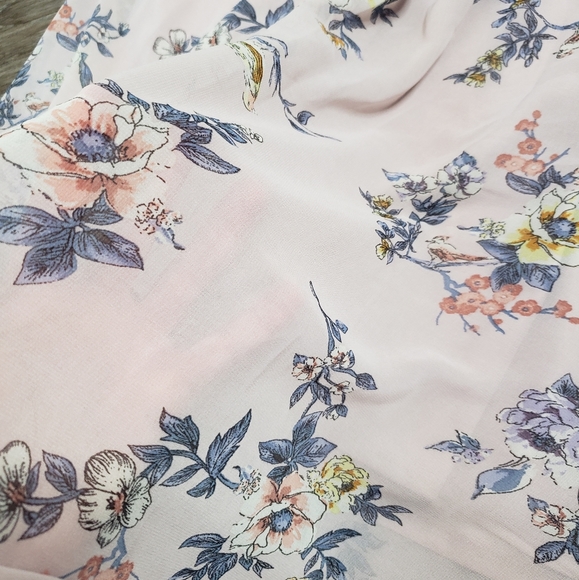 Lily Rose Lavender Floral Chiffon Maxi Dress Wrap Neckline Boho Peasant Girly MD - Picture 12 of 13